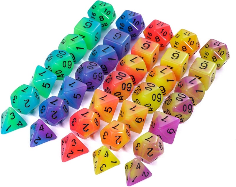 Poludie 5 Sets Glow in The Dark DND Dice, 35Pcs Luminous Polyhedral Dice Set with 1 Leather Dice Bag, Glowing D&D Dice for RPG Table Games(5Sets/35Pcs Glowing Dice) - Image 3